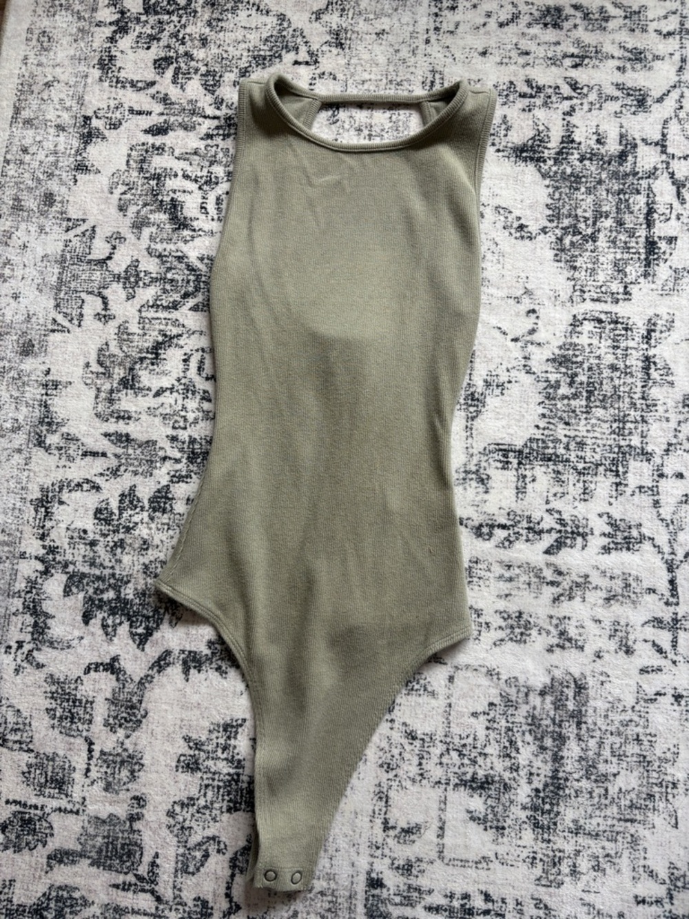 Olive Green Sleeveless One-Piece Bodysuit